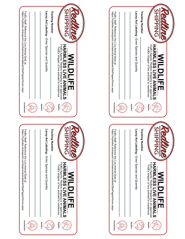 Lacey Act/IATA Labels- for the outside of your live package